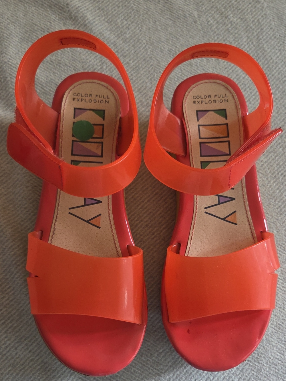 Coolway  Orange Patent Strap Sandals